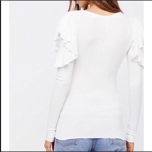 NWT Free People On Rewind Ruffle Shoulder Top - Picture 3 of 3